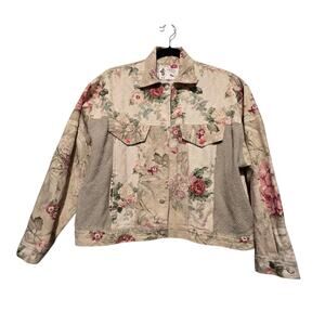 Vtg 80s 90s Floral Tapestry Jacket Womens XL Romantic Coquette USA Cottagecore